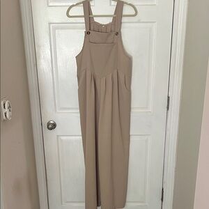 Beige Sleeveless wide leg Jumpsuit